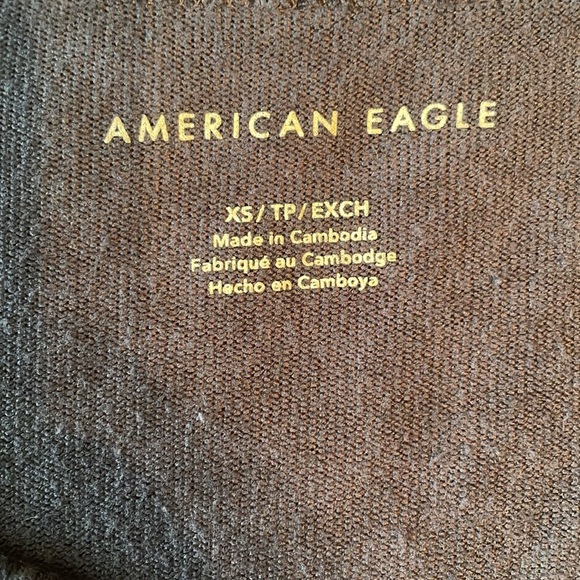 American Eagle Gray Black Cheetah Animal Print V Neck Long Sleeve Soft T… - Picture 5 of 7